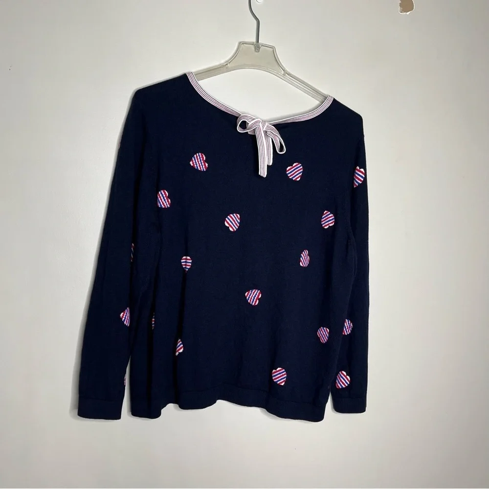 Talbots Plus Petite Navy Knit Pullover Sweater with Red/White/Blue Heart 3XP - Picture 10 of 11